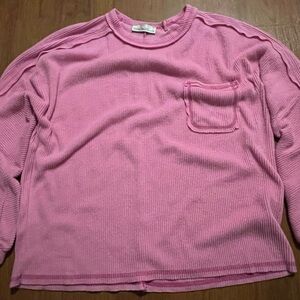 Zenana Outfitters Pink Ribbed Top